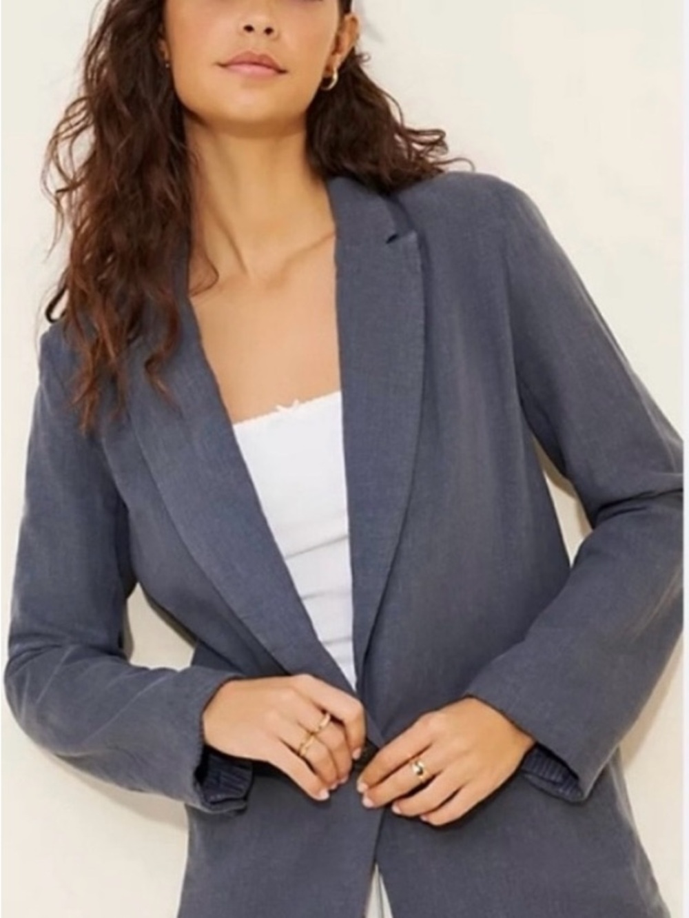 Free People Slate Gray Single-Button Blazer